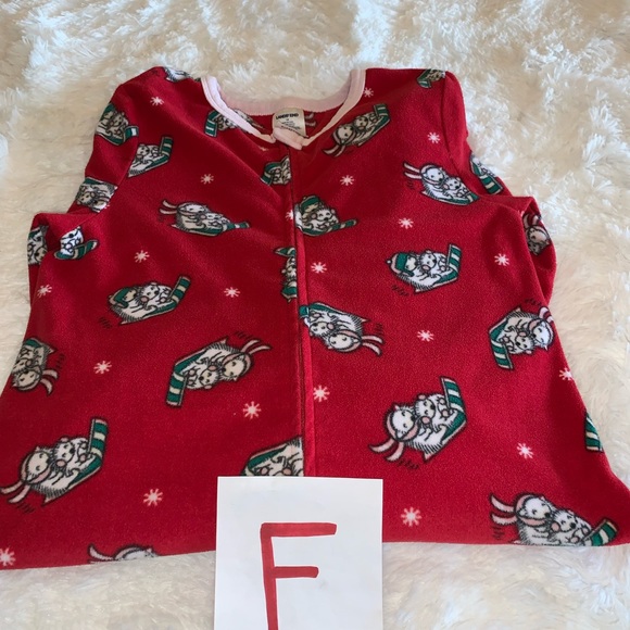 Lands’ End fleece zip one piece Jammie’s/ jogger style. Holiday/Christmas Sz 14 - Picture 3 of 7